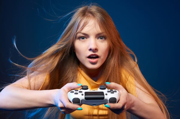 Young-woman-using-a-video-game-controller